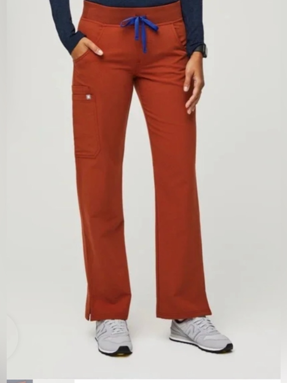 Figs Women's Rust Jogger Scrub Pants with Blue Drawstring